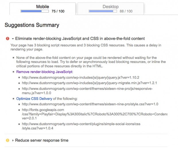 Render-Blocking Javascript and CSS