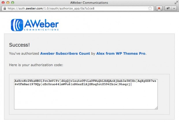 Aweber Authorization Code